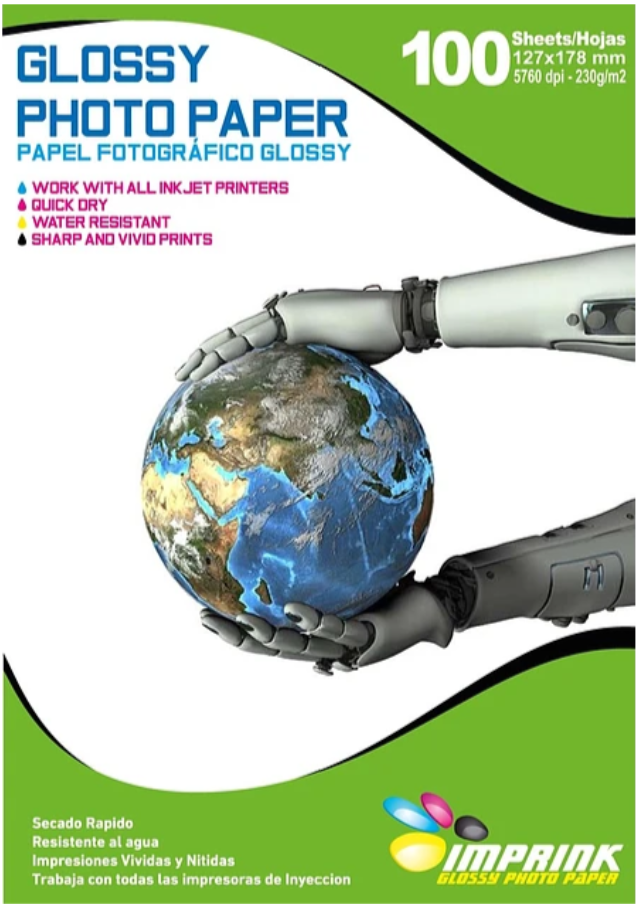 PAPEL FOTOGRAFICO GLOSSY 13x18cm  230 GRS